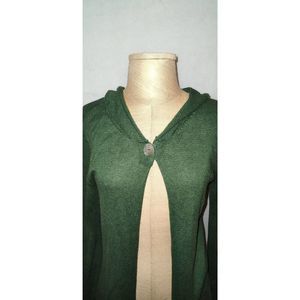 INDIGENOUS Hand loomed 100% organic cotton. Size Small. Green sweater with hood.